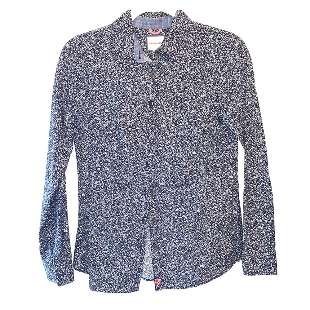 G.H. Bass & Comp Navy blue and white button down